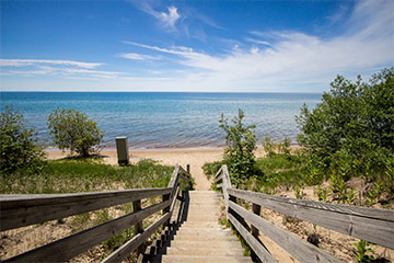 Lake front bridge in Michigan